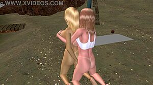 Shemale Tease on Beach with Tight Babe in Hot Outdoor Play