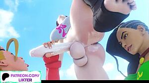 3D animated hentai with a blonde cammy futanari giving a blowjob at 60fps