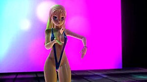 Cartoon porn with small boob girl in MMD R-18 video