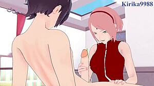 Naruto and Boruto join Sakura in intense 3D hentai