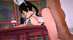 Hestia和一个老家伙勾搭来一场狂野骑乘。