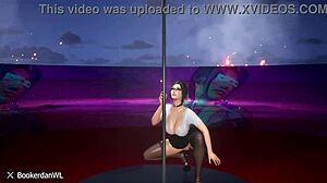 3D animated hentai with a striptease performance in the middle of the desert