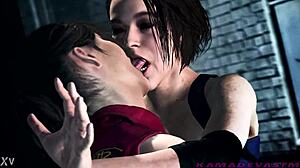 Yuri and Jill Valentine in a hot lesbian scene from Resident Evil