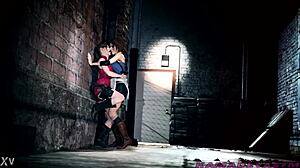 Yuri and Jill Valentine in a hot lesbian scene from Resident Evil