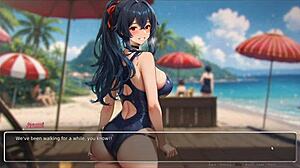 Exhib Couple Blurs Walls at Beach in Hentai Game