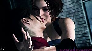 Yuri and Jill Valentine in a hot lesbian scene from Resident Evil