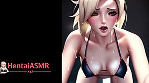 A blonde from a hentai video has an orgasm and here are the images