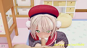 Novr mmd uimama performs a blowjob in 3d hololive hentai