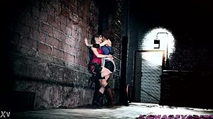 Yuri and Jill Valentine in a hot lesbian scene from Resident Evil