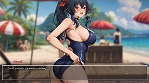 Exhib Couple Blurs Walls at Beach in Hentai Game