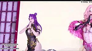 Hot Asian girls dance in League of Legends hentai