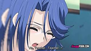 Perverted teacher seduces blue-haired teen
