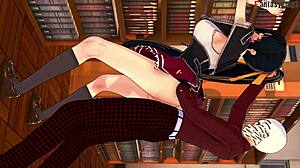 Akeno 在恶魔高校 NTR 中图书馆肏