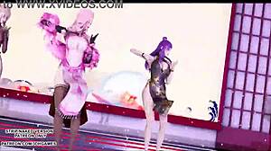 Hot Asian girls dance in League of Legends hentai