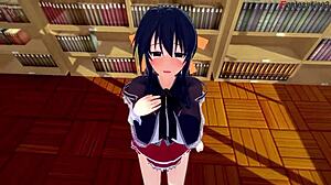 Akeno 在恶魔高校 NTR 中图书馆肏