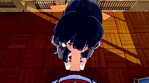 Akeno 在恶魔高校 NTR 中图书馆肏