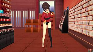 Young Megumin cosplayer explores herself in a sensual show