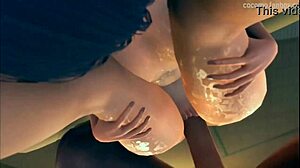 Secret romance between Hinata Hyuga and Raikage in a cartoon-style porn video