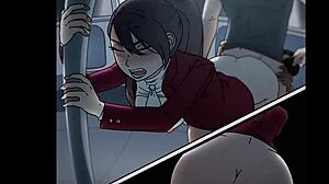 Great train scene in a hentai animation at 60 frames per second