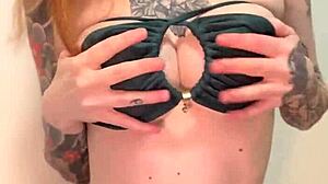 less is more: skinny girlfriend flashes big tits in seductive striptease