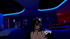 Curvy mistress Megara plays solo with huge toy in VRChat