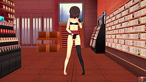 Young Megumin cosplayer explores herself in a sensual show