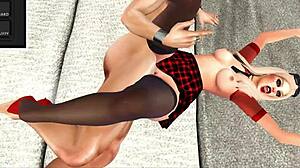 Asian beauty gets pounded by monster cock in game