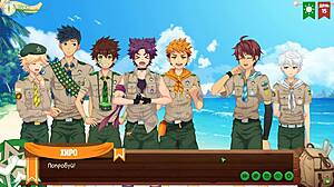 Gay teen friends enjoy beach trip in Game Friends Camp