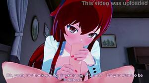 Big tits bouncing while watching Mushoku Tensei NTR