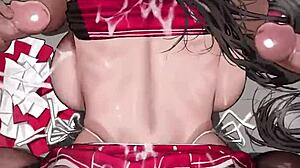 与啦啦队女孩的原始动漫猛烈操干