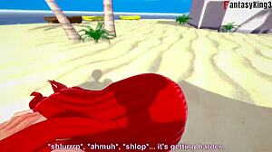 Parasoul Bikini Ahegao Action On Beach With Free POV From Skullgirls Fantasyking3.