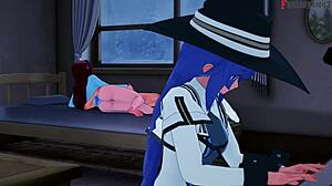 Big tits bouncing while watching Mushoku Tensei NTR