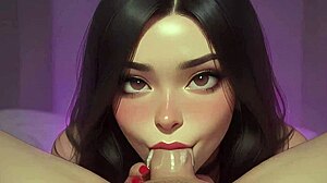 3D cartoon Asian teen gets a mouthful of cum in this POV porn video