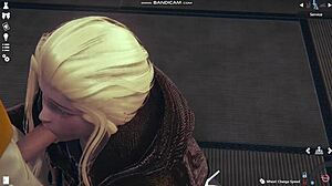 Blonde in white lingerie whips and screws in Honey Select 2 game