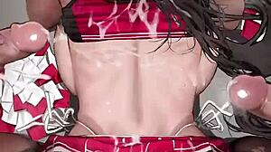 与啦啦队女孩的原始动漫猛烈操干