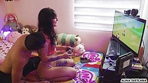 Petite gamer girl gets used by her stepbro