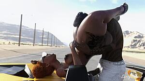 Thick ghetto girl rides BBC in yellow Lamborghini