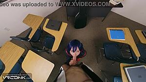 Monster cock penetrates Ryuko's skirt for intense POV sex