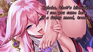 Yae Miko and Raiden Ei's intense feet-centric femdom encounter