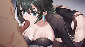 saku, the covert agent, sneaks into a steamy blowjob scene in game