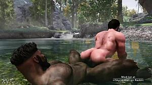 Outdoor sex in the world of Skyrim with a gay twist