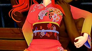 vanessa veren slips into yukata for steamy outdoor 3d hentai