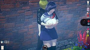 Mecha-like girl, no emotions, in erotic play video