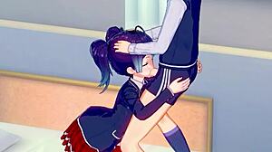 hentai girl gets facefucked hard by classmate in bedroom scene