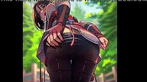 Appetizing girl Mikasa has sex right in the woods