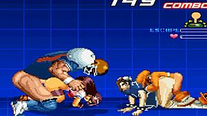 Athena is fighting with Chun Li in an intense showdown