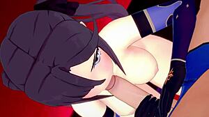 mona genshin plans some steamy handjobs on the love hotel bed in hentai
