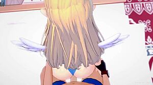 Can Flonne in swimsuit ride big cock to reach heaven uncensored?