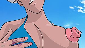 The charming Chun Li in a thong, bouncing and shaking titties