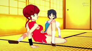 ranma and akane sneak a steamy scissoring session in the dojo